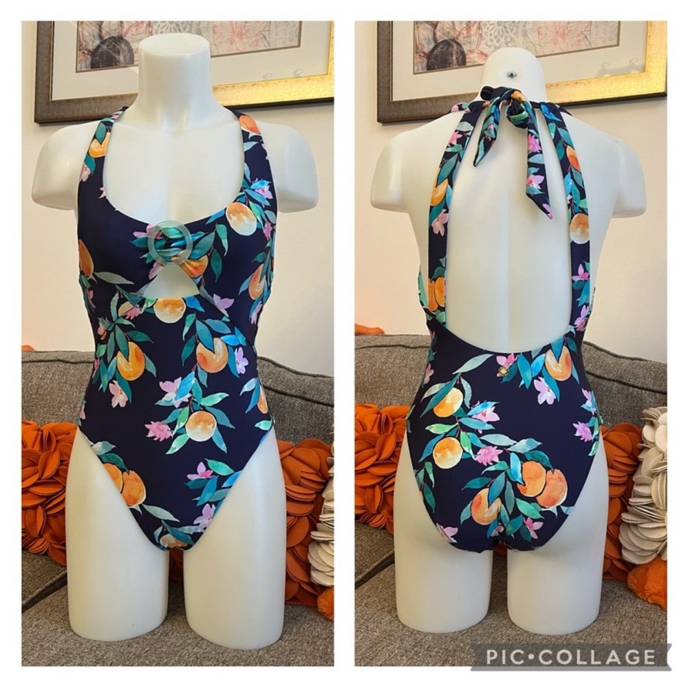 ❣️🆕Sunshine 79 Peace, Love & Peaches Over The Shoulder One Piece & Coverup Set❣️ - Picture 4 of 12